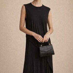 OAK Black Asymmetrical Tiered Dress S Minimalist Avant Garde Quiet Luxury